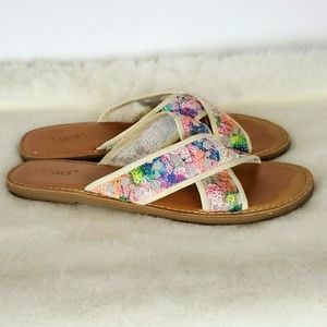 Tom's strips sandals women size 9